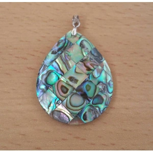 Pandantiv Paua Abalone Shell, lacrima, 30*40 mm 1