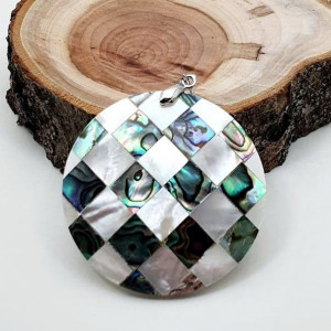 Pandantiv Paua Abalone Shell, rotund 40 mm 3