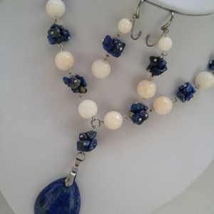 bijuterii handmade din pietre semipretioase de lapis lazuli si jad alb