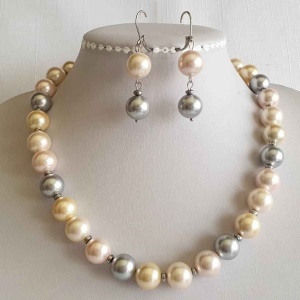 Set din perle stil Mallorca,4 culori, si accesorii din otel inoxidabil (cod 215)