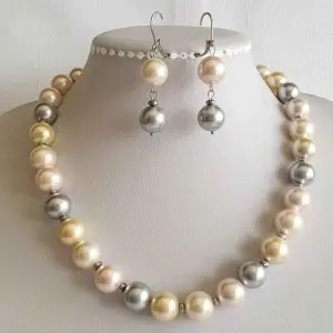 Set din perle stil Mallorca,4 culori, si accesorii din otel inoxidabil (cod 215)