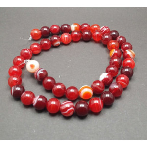 Striped agate, red , 8 mm - Img 1