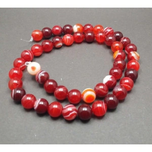 Striped agate, red , 8 mm