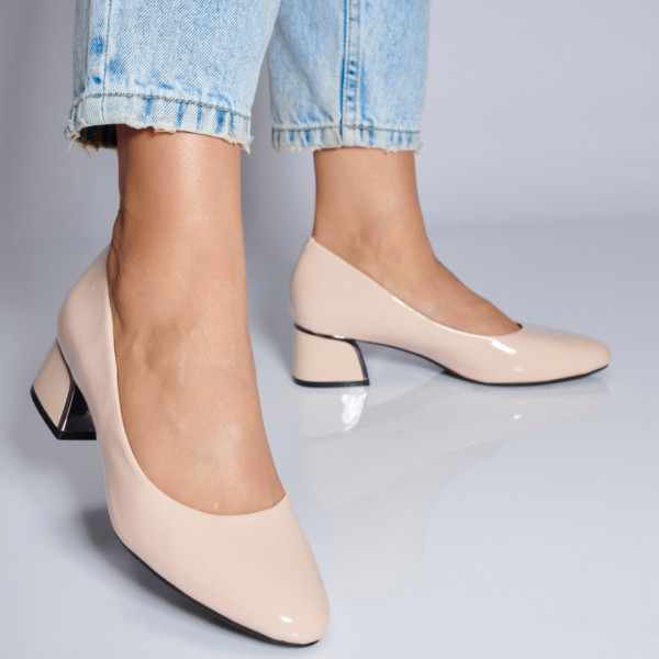Pantofi Cu Toc Dama Nadia Bej