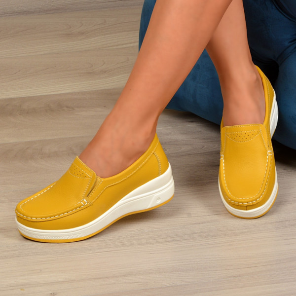 Pantofi Dama Piele Naturala Cleo Mustard