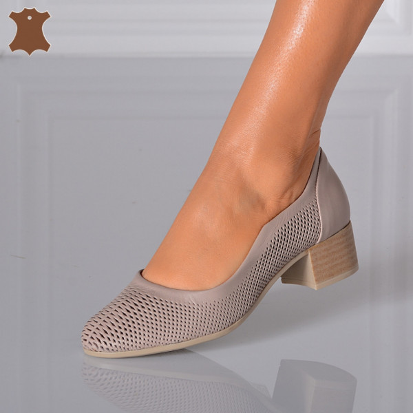 Pantofi Cu Toc Piele Naturala Carmen 2 Nude