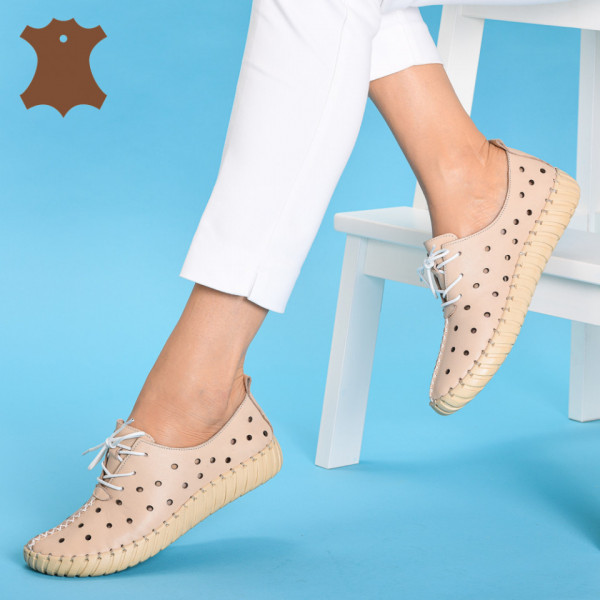 Pantofi Dama Piele Naturala Rufus Bej