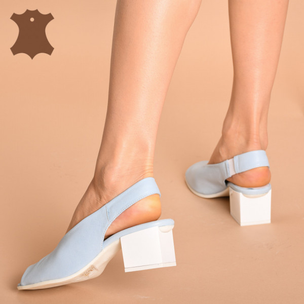 Sandale Cu Toc Piele Naturala Danira Baby Blue