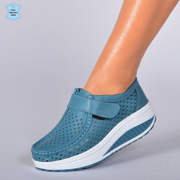 Pantofi Dama Piele Naturala Zena Albastri