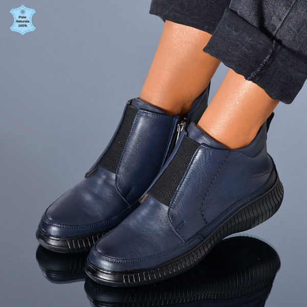 Ghete Dama Piele Naturala Leni Navy