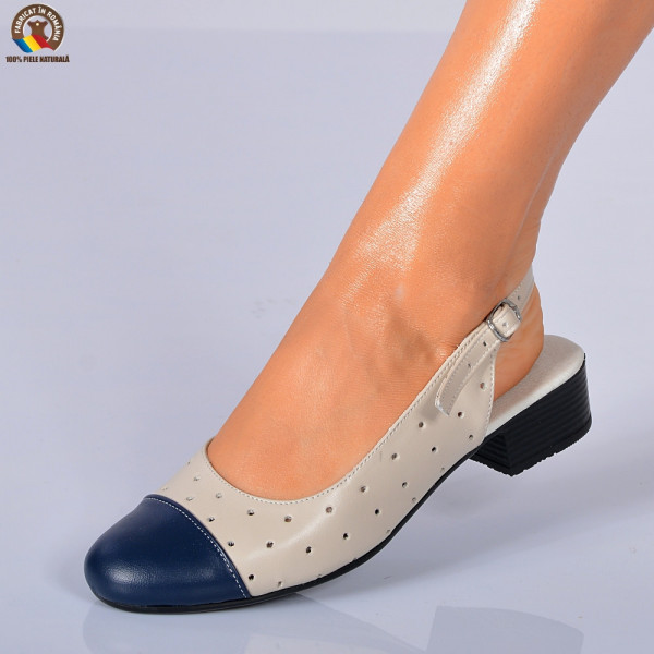 Pantofi Cu Toc Piele Naturala Bari Navy