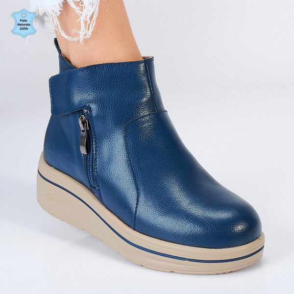 Ghete Dama Imblanite Piele Naturala Ilinca Navy