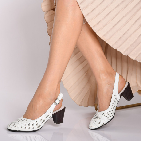 Pantofi Cu Toc Dama Judith Albi