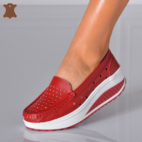 Pantofi Dama Piele Naturala Zena 3 Rosii