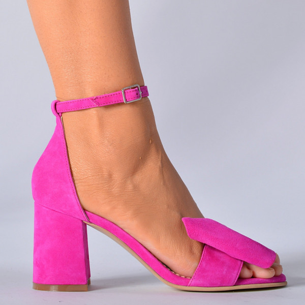 Sandale cu toc Piele Naturala Diva Fuchsia