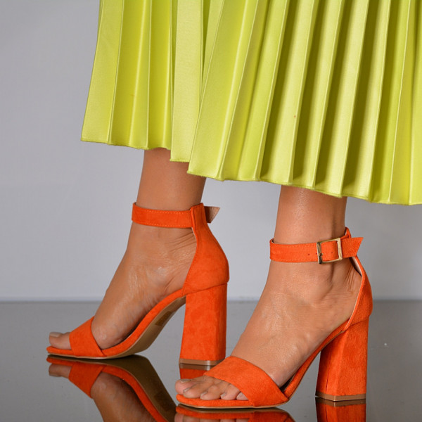 Sandale Dama Cu Toc Fiorella Orange