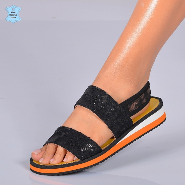 Sandale Dama Piele Naturala Ruby Negre