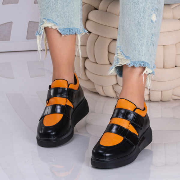 Pantofi Casual Dama Flores Negru/Galben