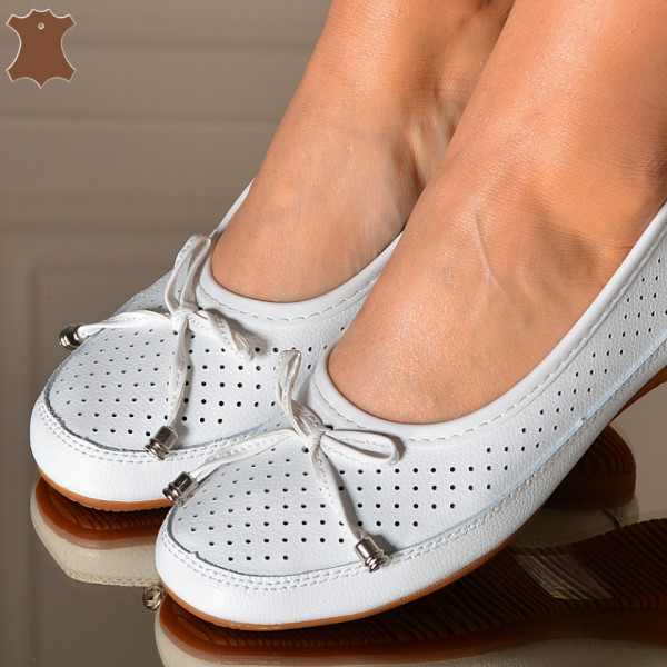Pantofi Dama Piele Naturala Bellona Albi