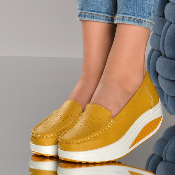 Pantofi Dama Piele Naturala Gesy 8 Yellow