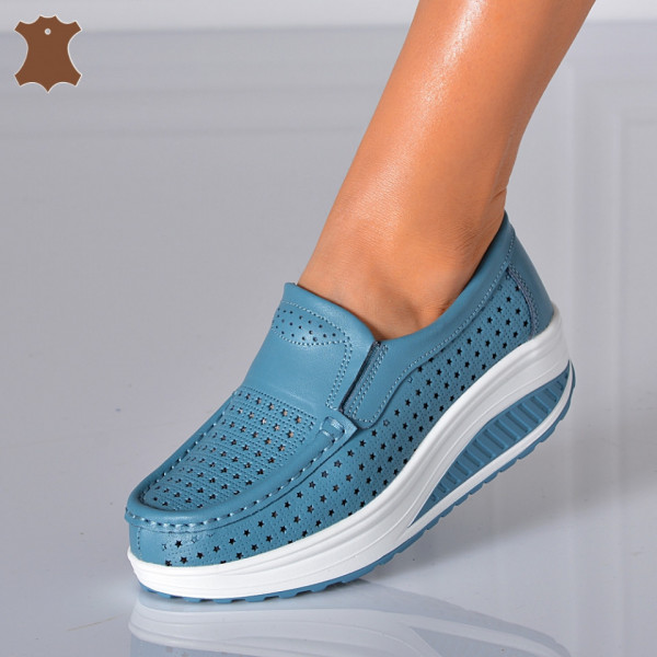 Pantofi Dama Piele Naturala Jet Albastri