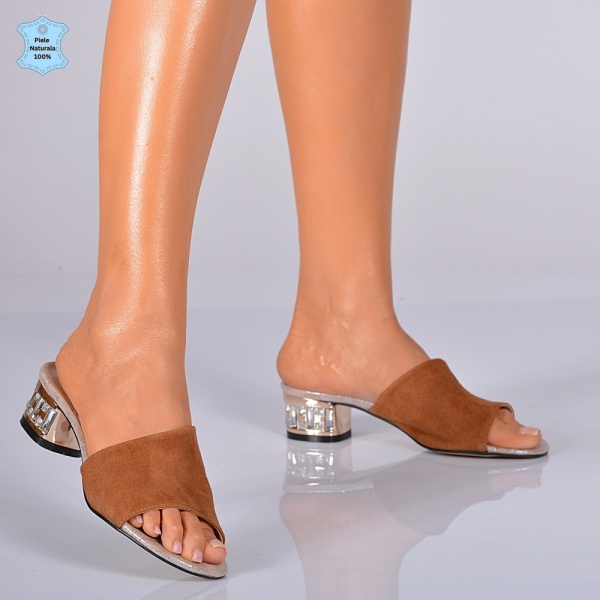 Papuci Dama Piele Naturala Devora Camel