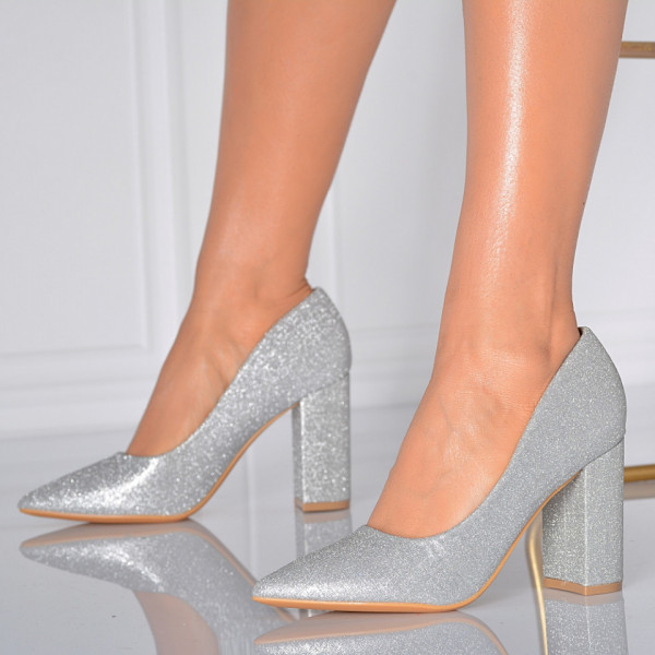 Pantofi Cu Toc Dama Kali Argintii