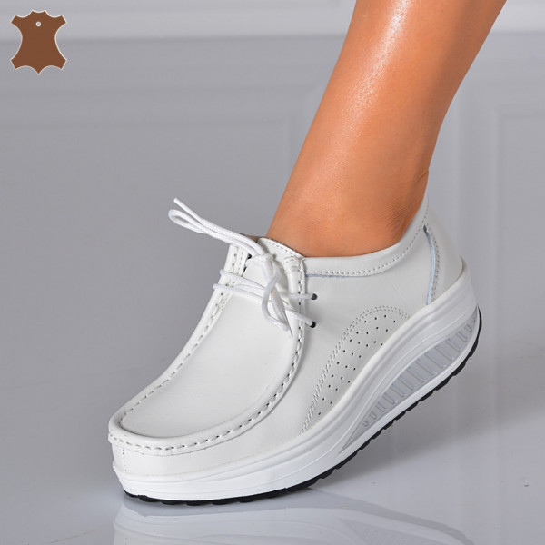 Pantofi Dama Piele Naturala Zena 5 Albi