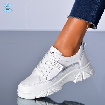 Adidasi Dama Piele Naturala Olivia Albi- Need 4 Shoes