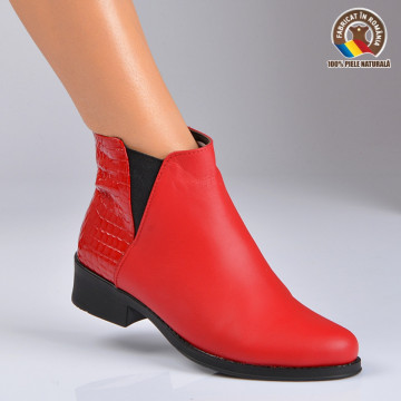 Botine Piele Naturala Mirela Rosii- Need 4 Shoes