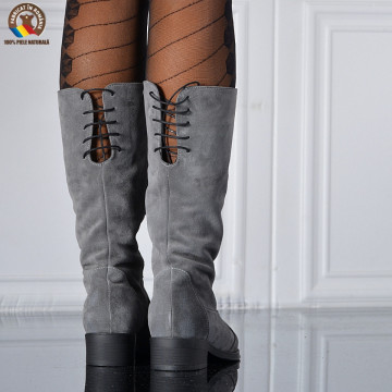 Cizme Dama Piele Naturala Ezra Gri - Need 4 Shoes