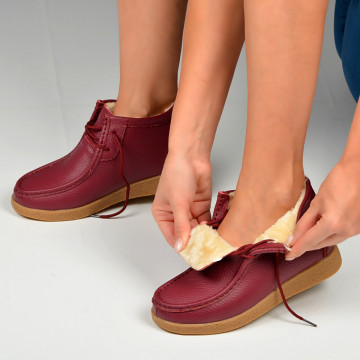 Ghete Dama Imblanite Piele Naturala Zora 2 Wine - Need 4 Shoes
