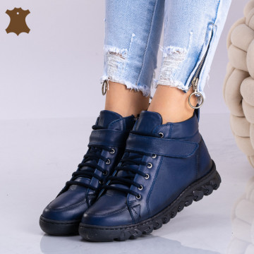 Ghete Dama Piele Naturala Flora Navy - Need 4 Shoes