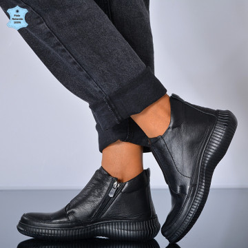 Ghete Dama Piele Naturala Leni Negre - Need 4 Shoes