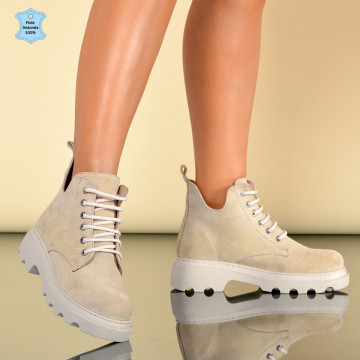 Ghete Dama Piele Naturala Mara Bej- Need 4 Shoes