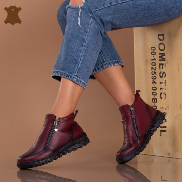 Ghete Dama Piele Naturala Moss Bordo - Need 4 Shoes