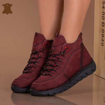 Ghete Dama Piele Naturala Vera Bordo - Need 4 Shoes