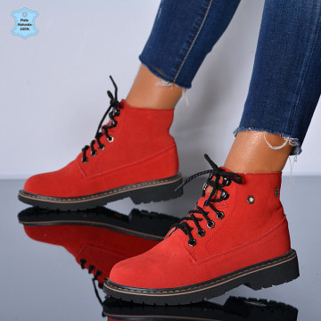 Ghete Dama Piele Naturala Zella Rosii- Need 4 Shoes