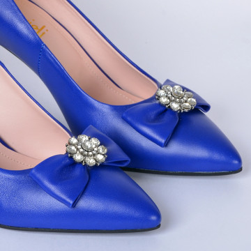 Pantofi Cu Toc Piele Naturala Enyra Albastri- Need 4 Shoes