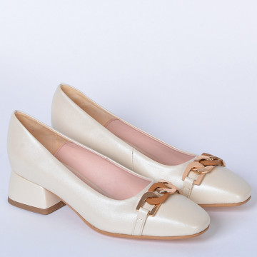 Pantofi Cu Toc Piele Naturala Esmer Bej- Need 4 Shoes