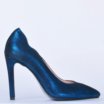 Pantofi Cu Toc Piele Naturala Estell Albastri- Need 4 Shoes
