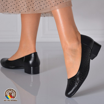 Pantofi Cu Toc Piele Naturala Minola 5 Negri-Need 4 Shoes