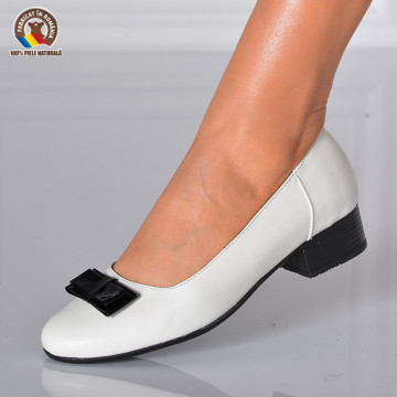 Pantofi Cu Toc Piele Naturala Minola Albi-Need 4 Shoes