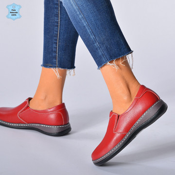 Pantofi Dama Piele Naturala Eclat Rosii- Need 4 Shoes