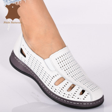 Pantofi Dama Piele Naturala Eden Albi- Need 4 Shoes