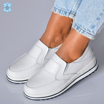 Pantofi Dama Piele Naturala Florena Albi- Need 4 Shoes