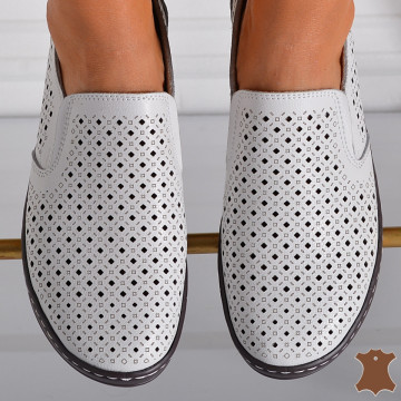 Pantofi Dama Piele Naturala Ilona Albi- Need 4 Shoes