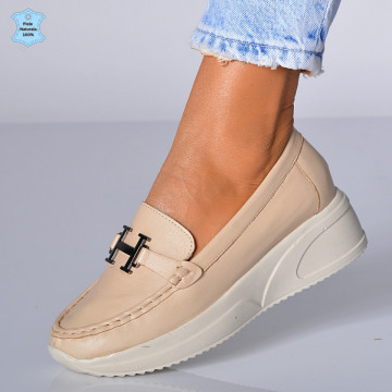 Pantofi Dama Piele Naturala Livia Bej- Need 4 Shoes