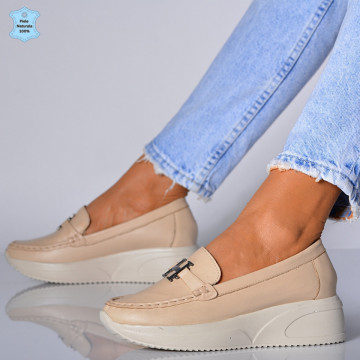 Pantofi Dama Piele Naturala Livia Bej- Need 4 Shoes