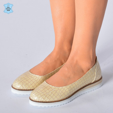 Pantofi Dama Piele Naturala Lolita Bej- Need 4 Shoes